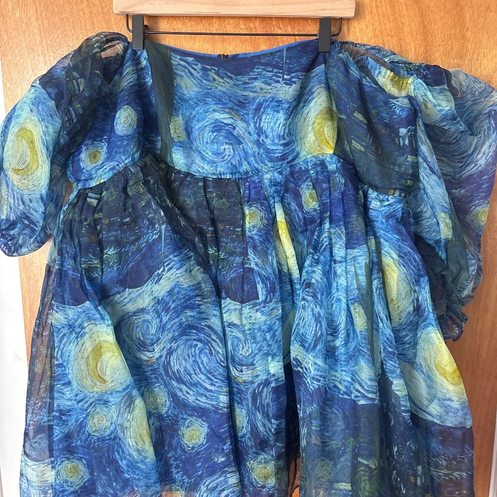 The Starry Night Silk Puff Dress